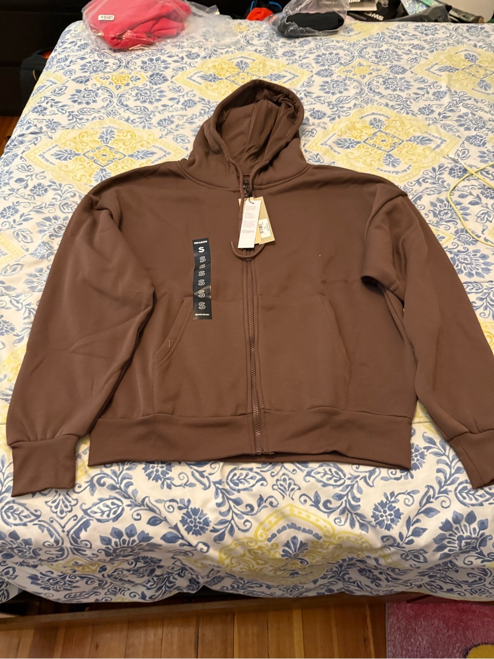 Reason Men’s Brown Full-Zip Hooded Sweatshirt